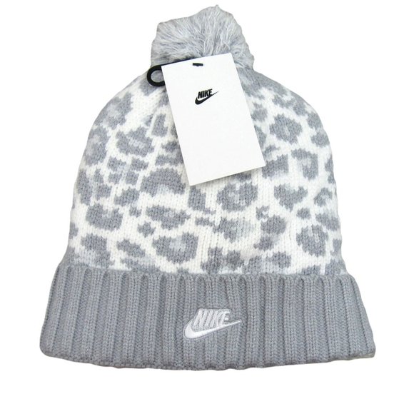 Nike Sportwear Snow Leopard Womens Pom Beanie One Size NEW - Picture 1 of 10